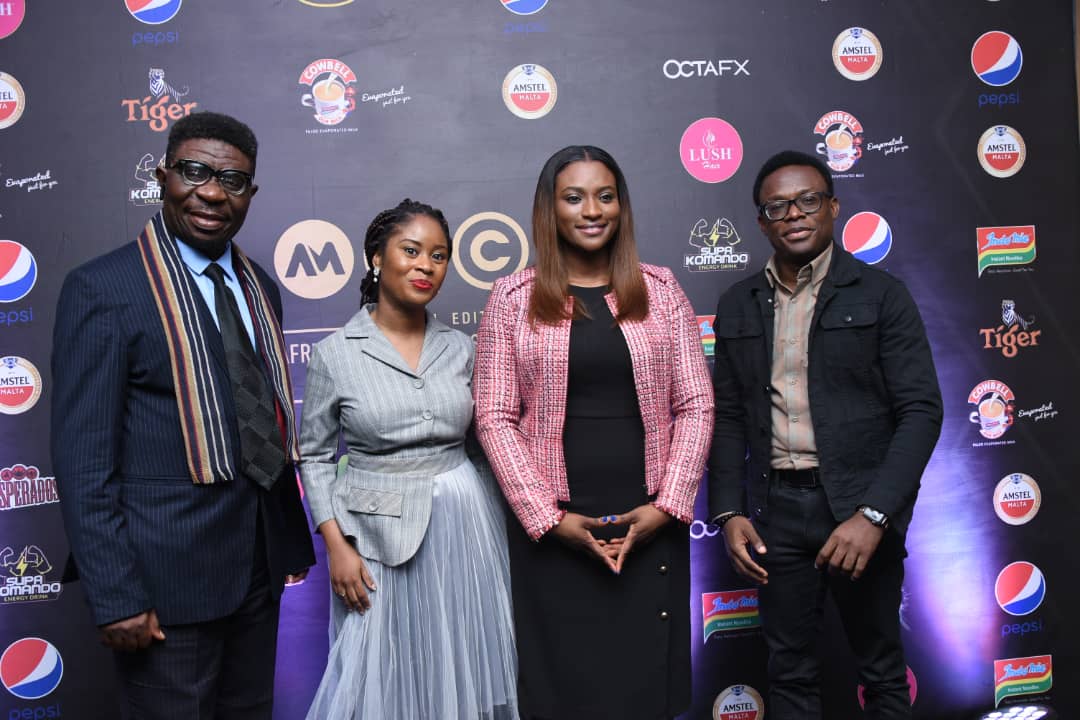L-R: Victor Okhai, head judge, 8th Africa Magic Viewers’ Choice Awards (AMVCA); Dr. Busola Tejumola, executive head, content and West Africa Channels, MultiChoice Nigeria; Amina Jagun, senior brand manager, Amstel Malta and Segun Ogunleye, general manager, marketing, Seven Up Bottling Company, at the press conference of the AMVCA held in Lagos.
