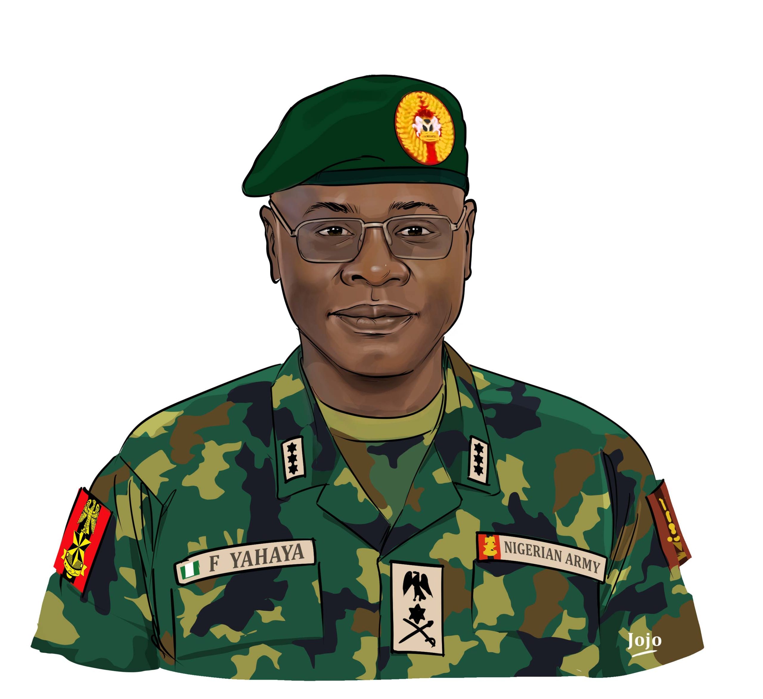 Chief of Army Staff Lt. Gen. Faruk Yahaya answers five national security questions | digital painting