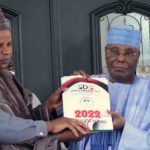Atiku to declare interest in 2023 presidency race| Atiku Abubakar, former vice president of Nigeria (2nd from right); Senator Abdul Ningi, former Senate Leader; Ali Bappayo, director-general of North East Business Community (1st from left), at the presentation of the PDP nomination and expression of interest forms by NEBC to Atiku in Abuja, recently.