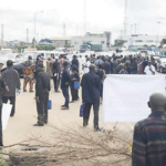 Pensioners protesting on the street