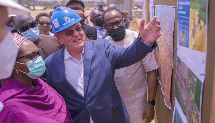 L – R: Zainab S. Ahmed, Honourable Minister of Budget, Finance and National Planning; Fredrich Wieser, Project Director, Julius Berger Plc and Uche Orji, Chief Executive Officer and Managing Director, NSIA during the inspection of the second Niger Bridge Project.