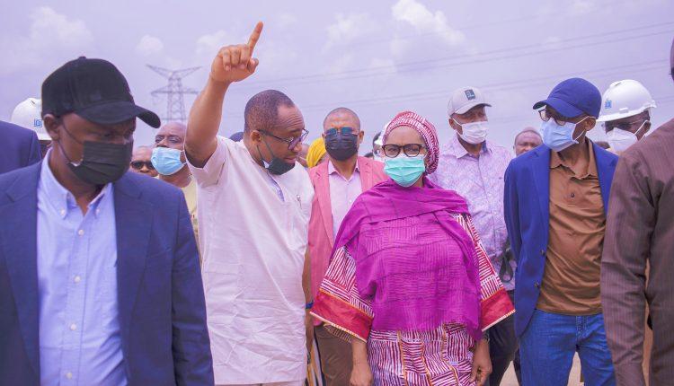Uche Orji, Chief Executive Officer and Managing Director, NSIA, Zainab S. Ahmed, Honourable Minister of Budget, Finance and National Planning and Farouk Gumel, Chairman Board of Directors, NSIA during the inspection of the second Niger Bridge Project.