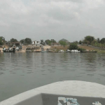 Tourist boat sailing on Oguta Lake
