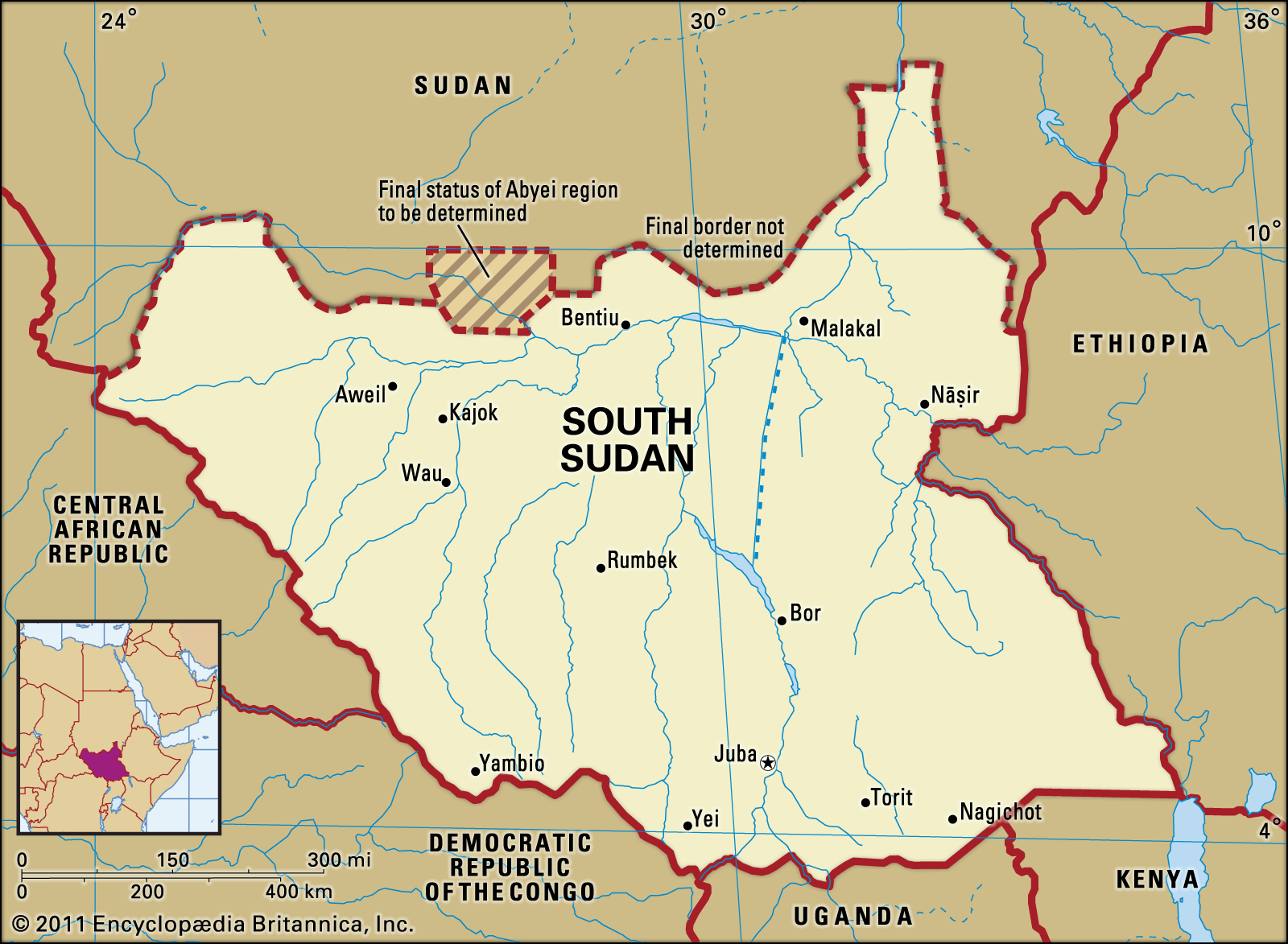 A map of South Sudan