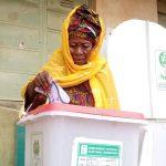 Elderly woman voting at Ward 1, Popo unit, Iragbiji, Boripe Local Government, Osun