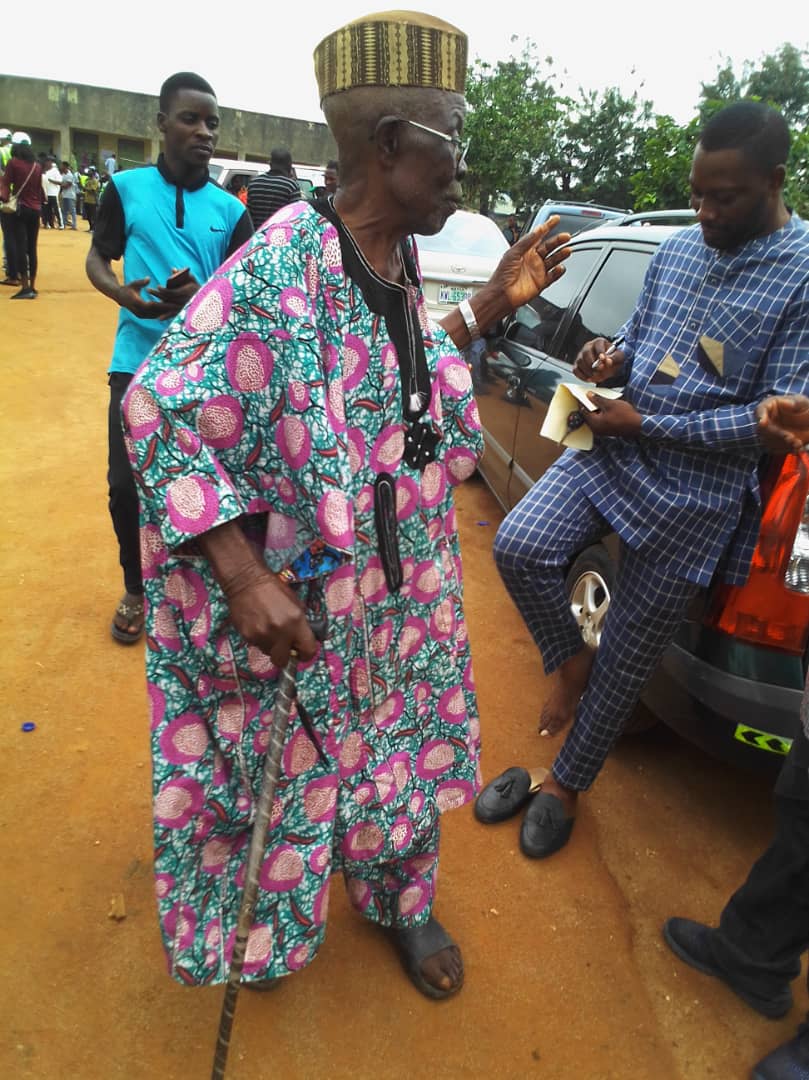 A 90-year-old man, Popo Iragbiji, came for accreditation before 8am at Popo Oloiyi Iragbiji in ward 1 unit 002, Boripe LGA of Osun state.