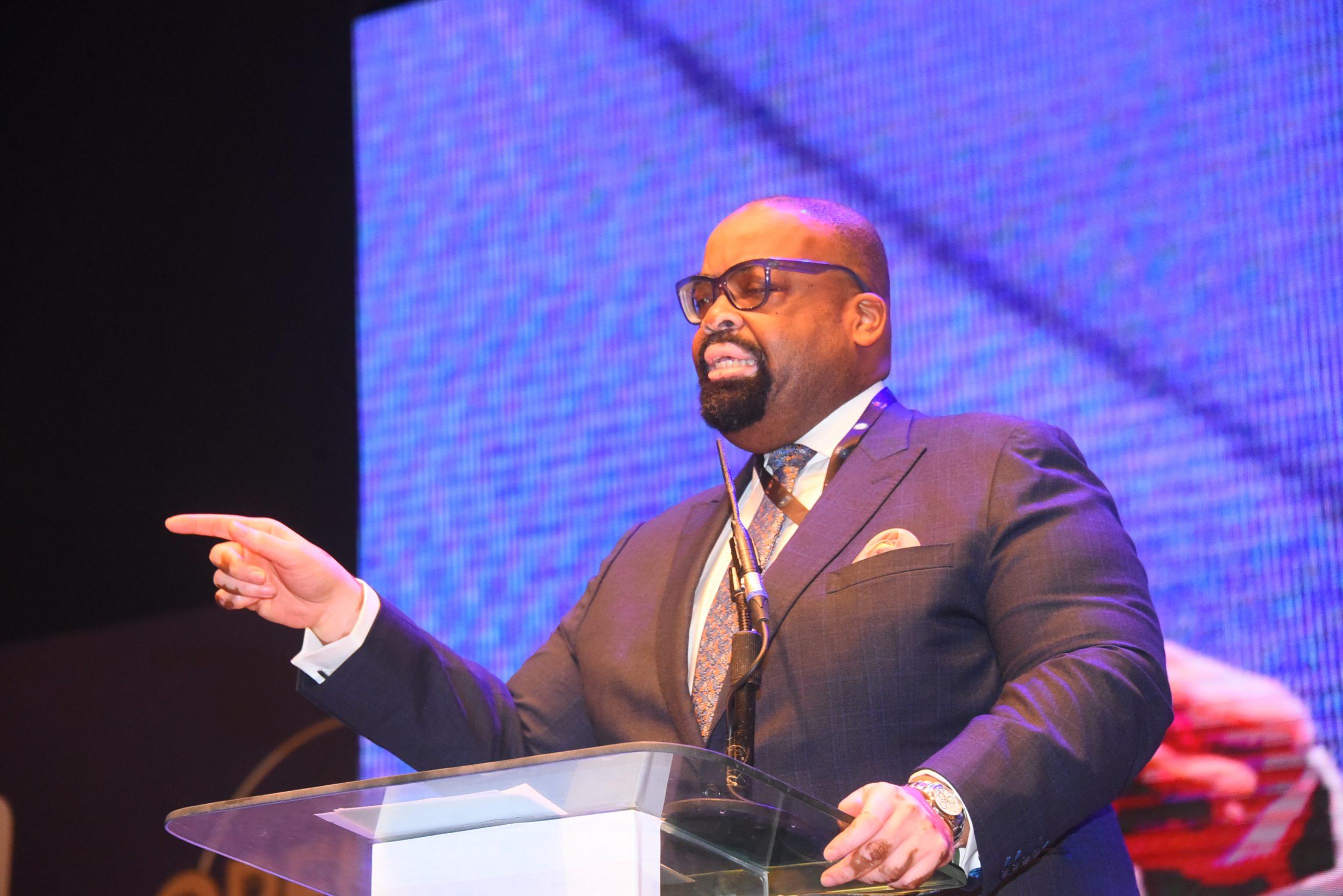 Olumide Akpata, president, Nigerian Bar Association (NBA), giving his welcome address at the conference.