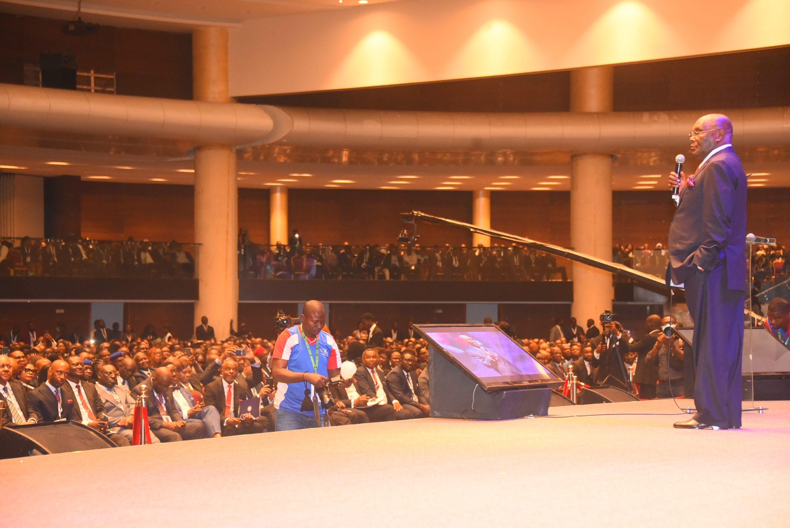 Atiku Abubakar, presidential candidate, PDP, giving his speech at the conference.