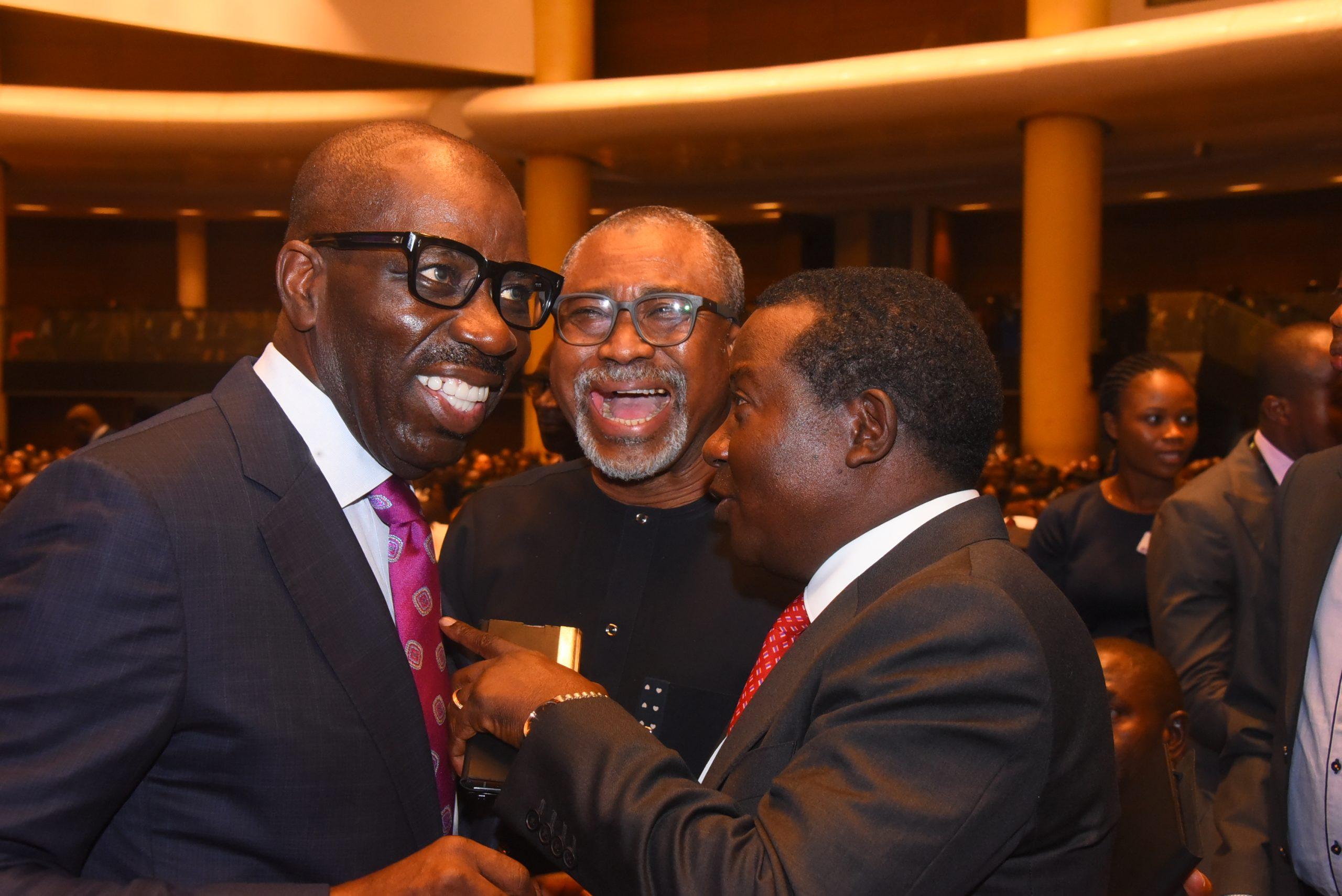 Godewin Obaseki, governor, Edo State; Enyinnaya Abaribe, and Simon Lalong, governor, Plateau State.