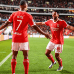 David Neres celebrates with Goncalo Ramos