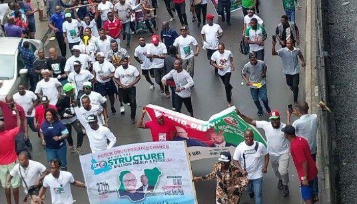 Labour party march in Port Harcourt, Rivers State, Saturday