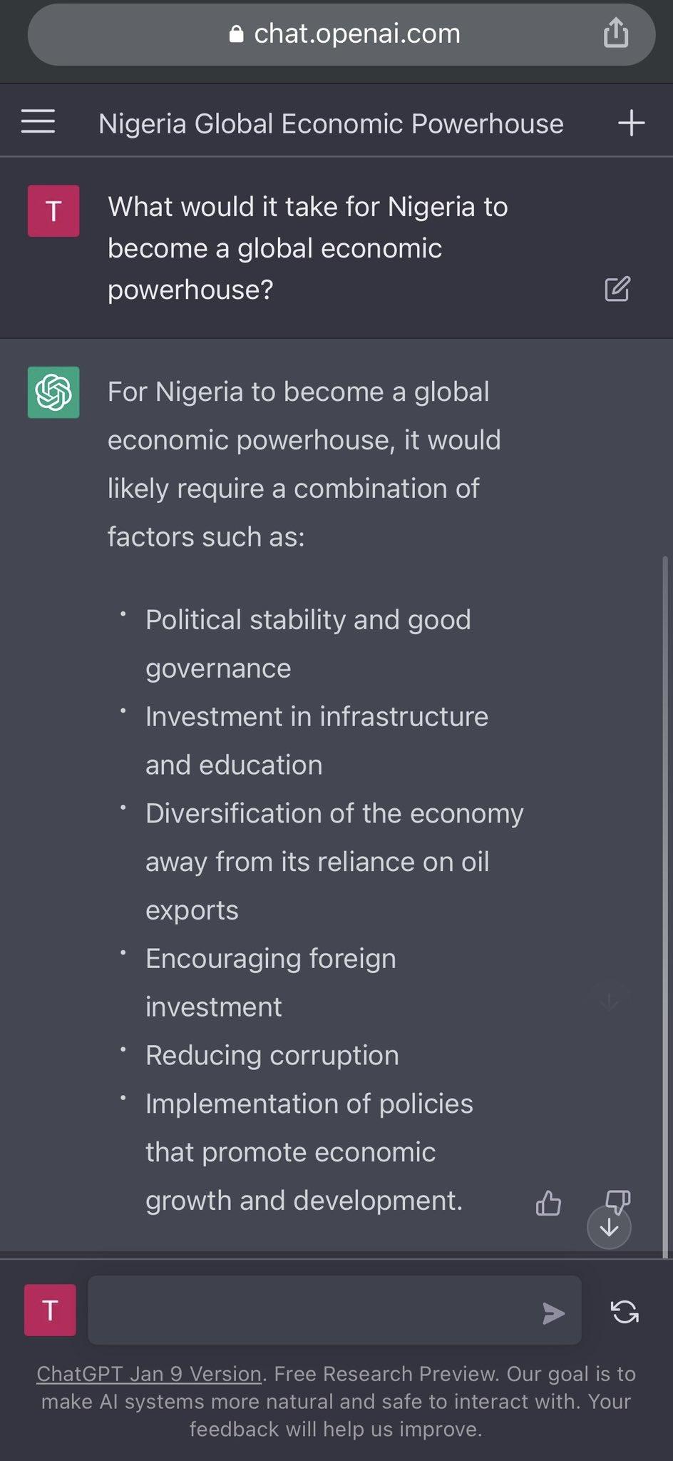 How to fix Nigeria's economy by ChatGPT