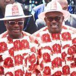 Nyesom Ezenwo Wike (l) and Rivers PDP governorship candidate, Siminialayi Fubara (r)