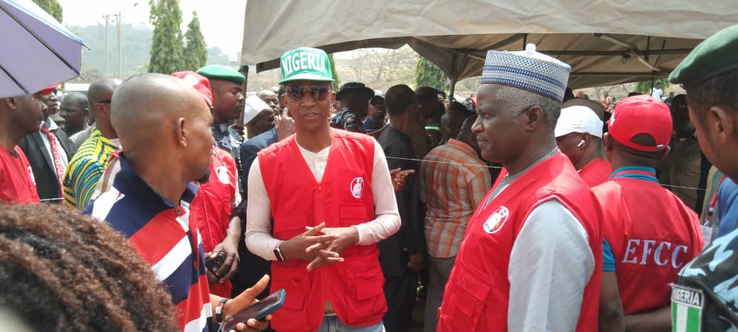 Abdulrasheed Bawa, Executive Chairman of the EFCC was sighted at the Presidential Villa, polling units, along with his team monitoring the ongoing elections at exactly