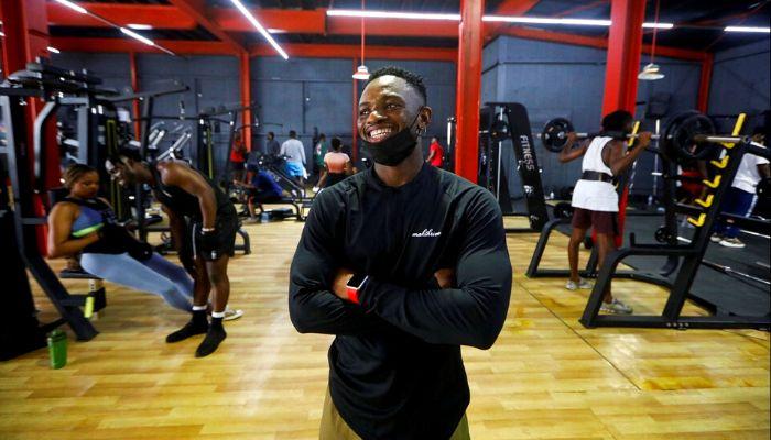 Godwin Nnamdi, a fitness trainer and first time voter at a gym in Lagos