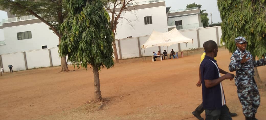 Only Security officials were seen at the polling units, as the voters await INEC officials
