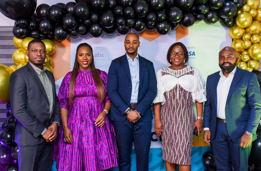 L-R: Ajibola Odukoya, Chief Operating Officer, AfriLabs; Anna Ekeledo, Executive Director of AfriLabs; Chukwudi Onike, Programmes Officer, Visa Foundation; Dr Itoro Emembolu, Board Member, AfriLabs; Chidozie Arinze, Director, Government Engagement, West Africa, Visa