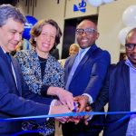 L-R: Wallace Pescarini, Basin President, SLB Offshore Atlantic; Carmen Bejar, SLB Chief People Officer; Sops Ideriah, Managing Director, SLB West Africa, and Patrick Daziba Obah, Director Planning Research and Statistics of the Nigerian Content Development and Monitoring Board (NCDMB) at the ribbon cutting ceremony of SLB's new office in Ikoyi, Lagos on Thursday, March 16, 2023.