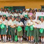 Chief Executive Officer and Managing Director, 9 Payment Service Bank, Branka Mracajac; the Principal, Ajao Estate Senior Grammar School, Mrs. Olabiran Ademola Angela and a cross-section of Ajao Estate Senior Secondary School Students, during the Global Money Week enlightenment campaign at Ajao Estate Senior Grammar School Lagos.