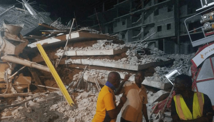 collapsed building