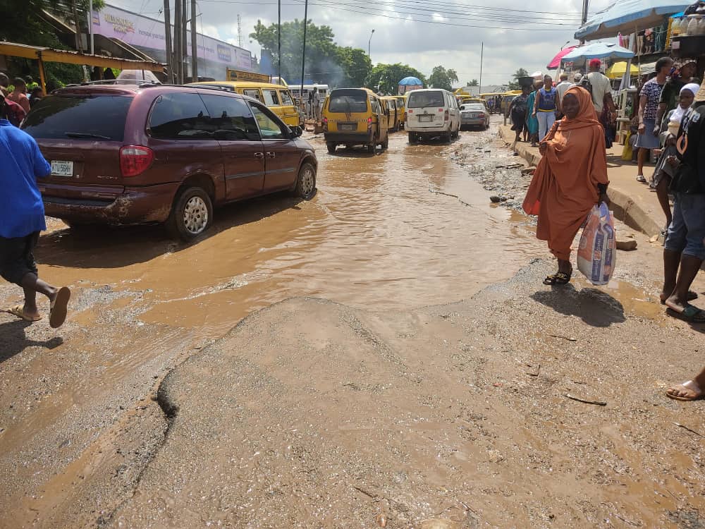 This is the current state of Ipaja road, beside under bridge Iyana Ipaja, Alimosho LGA