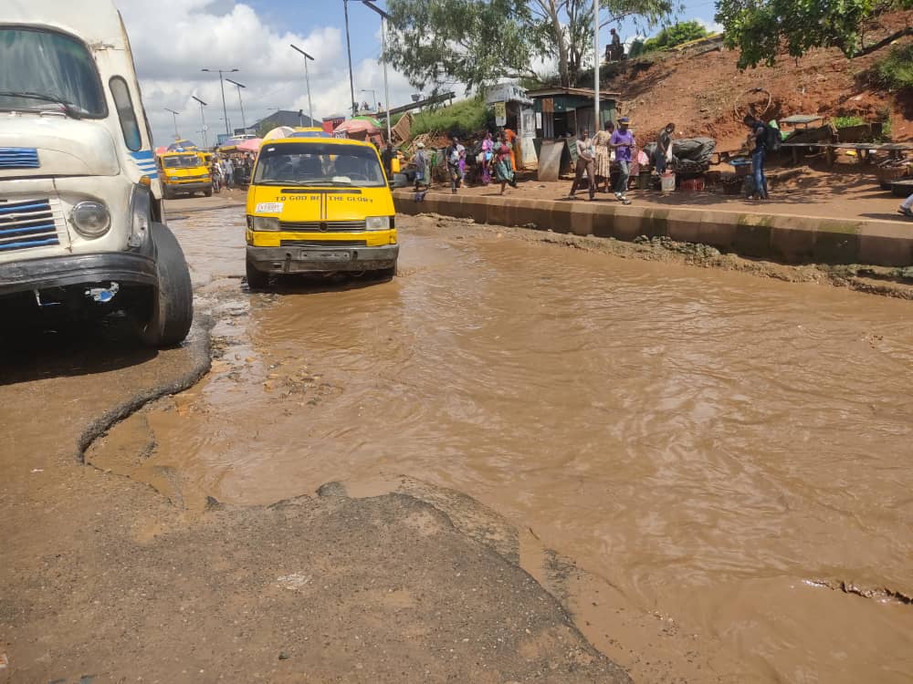 This is the current state of Ipaja road, beside under bridge Iyana Ipaja, Alimosho LGA