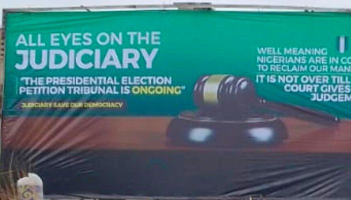 'All eyes on Judiciary' billbord