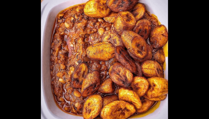 Beans and ripe plantains