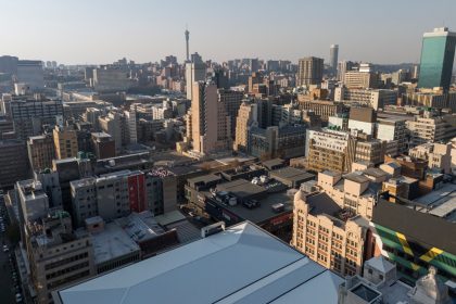 An image showing different buildings in an African city