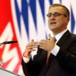 Jan-Christian Dreesen, CEO of Bayern Munich speaking to the press