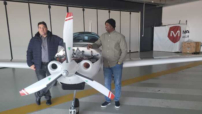 festus keyamo in hungary touching airplane