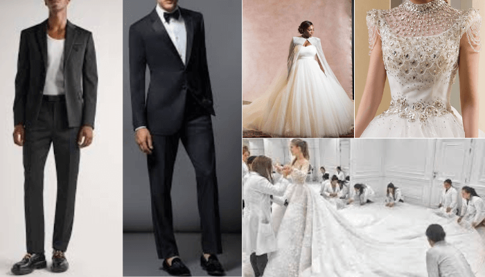 Most expensive wedding gowns and tuxedos