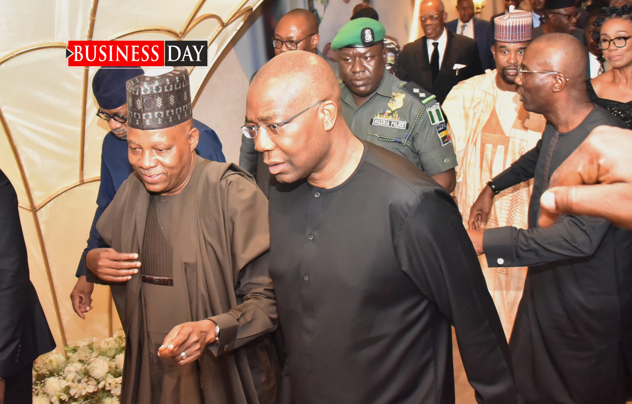 Vice President Kashim Shettima (l), with Aigboje Aig-Imoukhuede, chairman, Coronation Group.
