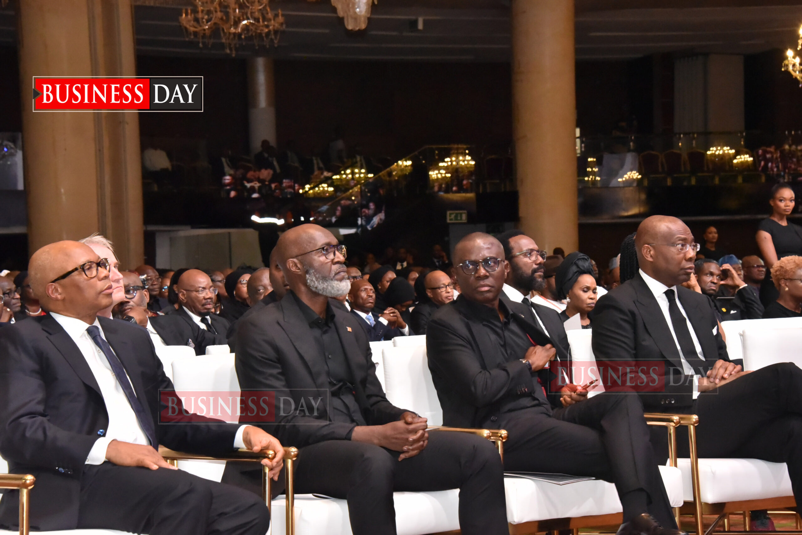 L-R: Fola Adeola, founder, GTBank; Roosevelt Ogbonna, MD/CEO, Access Bank Plc.;Babajide Sanwo-Olu, governor, Lagos State; and Aigboje Aig-Imoukhuede, Chairman, Coronation Group
