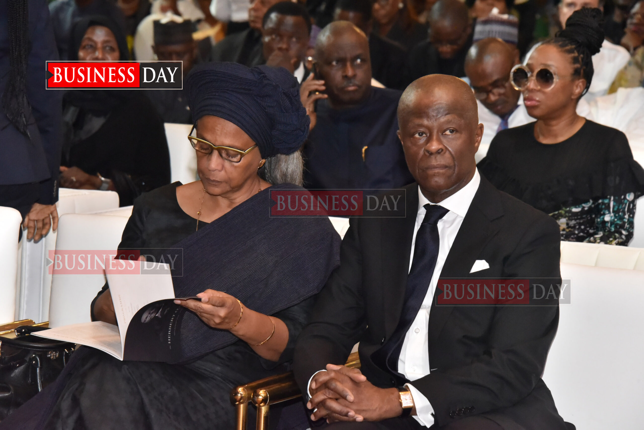 Wale Edun (l), minister of finance and coordinating minister for the economy his wife AmyAdwoa Appiah