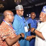 The NDDC Executive Director, Corporate Services, Hon. Ifedayo Abegunde, welcomes the Anchor of Inside the Niger Delta, Mr. Felix Akugha, (Middle) to the region-wide media engagement in Port Harcourt. First left is the General Manager of Rivers State Broadcasting Corporation Sir Sampson Fiberesima