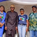 L - R: folushola olaniyan OON (Technical committee member, BATNF), Babajide Sanwo-Olu (Gov, Lagos state), Odiri Erewa-Meggison (Board member, BATN FOUNDATION), Dr Oluwarotimi Fashola (SSA to the Governor on agriculture) at the 2024 Lagos Farm fair to mark the world food day at Police College Ikeja