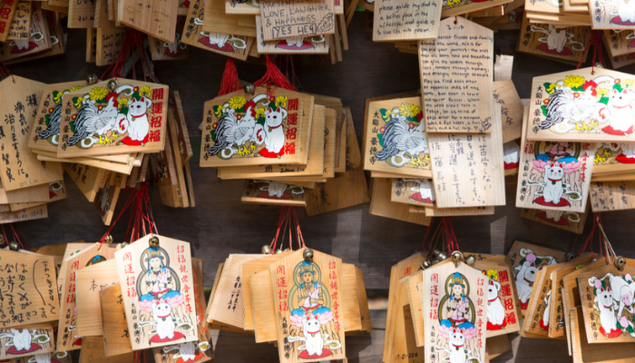 Japan Visiting a temple for lucky charms
