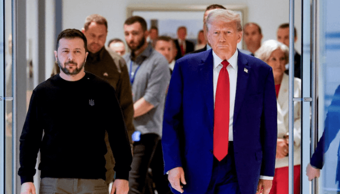 Volodymyr Zelenskiy and Donald Trump