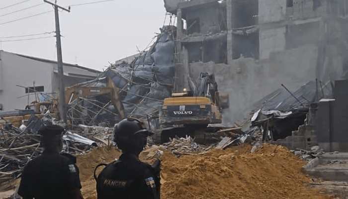 Two dead as three storey building under construction collapsed in Lekki