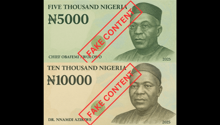 CBN fake naira N10000 N5000 banknotes