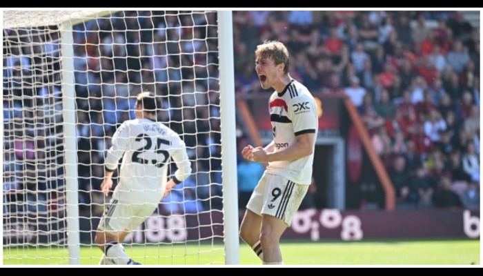 Hojlund’s strike rescues Man United against 10-man Bournemouth