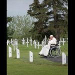Pope Francis visiting a cemetery in 2022 in Canada