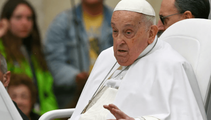 Pope Francis waves to the crowd from the popemobile after the Easter mass, at St Peter's square in the Vatican on April 20, 2025. [Andreas Solaro/AFP]