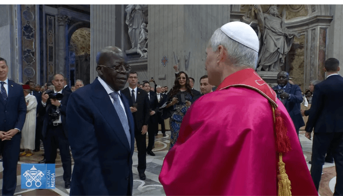 President Tinubu shake hands with Pope Leo xiv