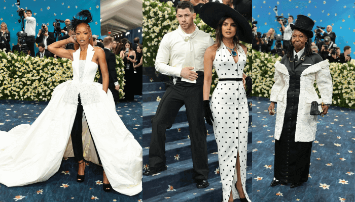 L-R Nick Jonas and Priyanka Chopra arrive at the Met Gala. Savion Washington/Getty Images/AFP, Keke Palmer says her gown was a little masculine with a feminine tribute, with inspiration from actress Dorothy Jean Dandridge.Dimitrios Kambouris/Getty Images for The Met Museum/Vogue/AFP, Whoopi Goldberg.Dia Dipasupil/Getty Images/AFP
