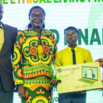 Michael Ajayi, country director, Enactus Nigeria; Uwa Osa-Oboh, executive, ACA Foundation; Samuel Opadotun, (Ebute Elefun Senior High School, Sura, Lagos Island), and Paul Kokoricha, chairman, ACA Foundation Council, at the grand finale and award ceremony of Ethical Living Essay Competition in Lagos.