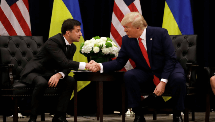 Volodymyr Zelenskiy meets Donald Trump
