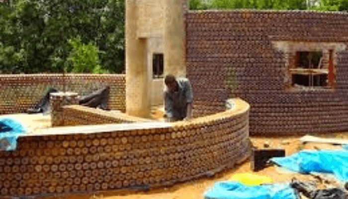 Plastic bottle homes construction