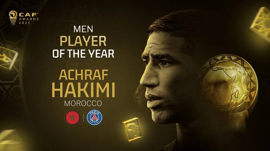 CAF Awards: Hakimi crowned 2025 Men’s Player of the Year